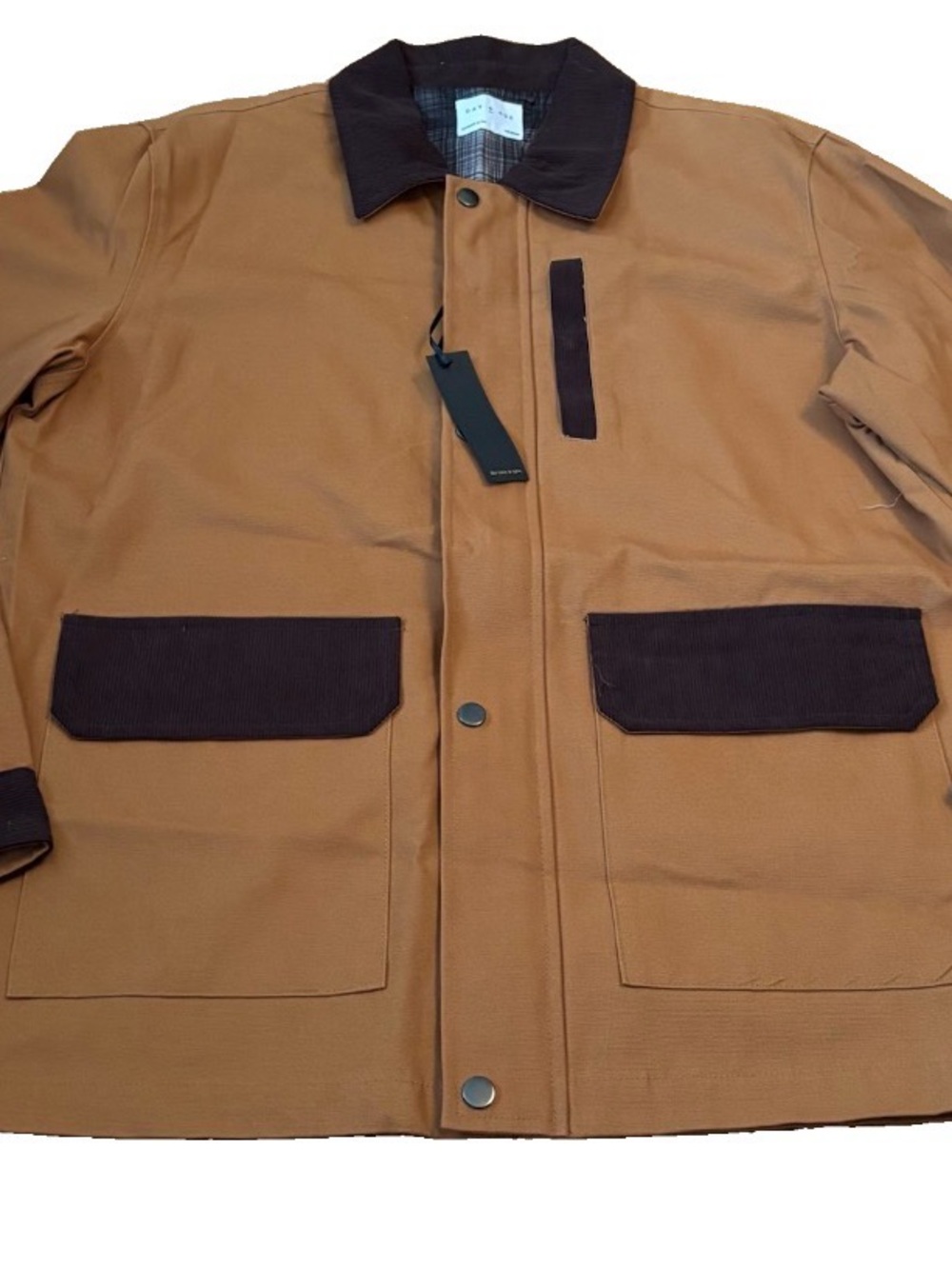 Men's Day & Age Brown Contrast-Collar Full Zip Jacket - Medium